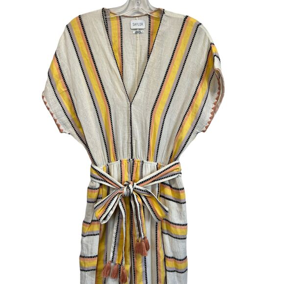 Saylor Patrice Striped Cotton Slit Leg Jumpsuit Size S - Picture 5 of 13